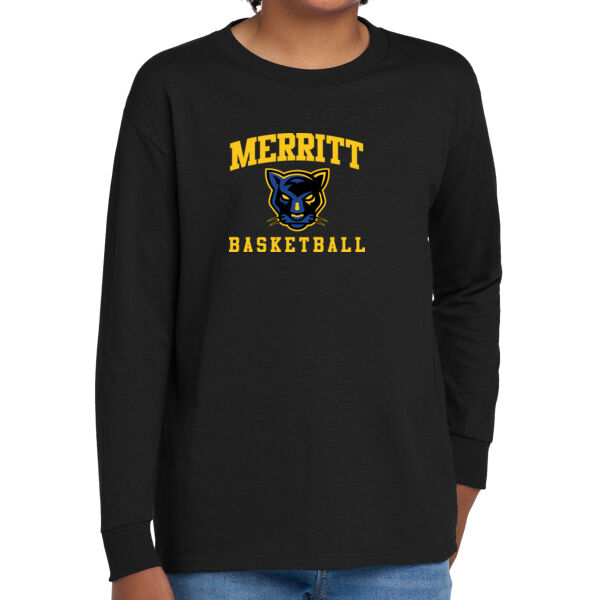 Merritt College Black Youth Heavy Cotton 100% Cotton Long Sleeve T Shirt Thumbnail