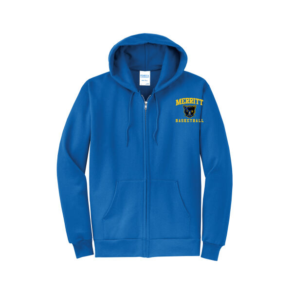 Merritt College Royal Core Fleece Full Zip Hooded Sweatshirt Thumbnail