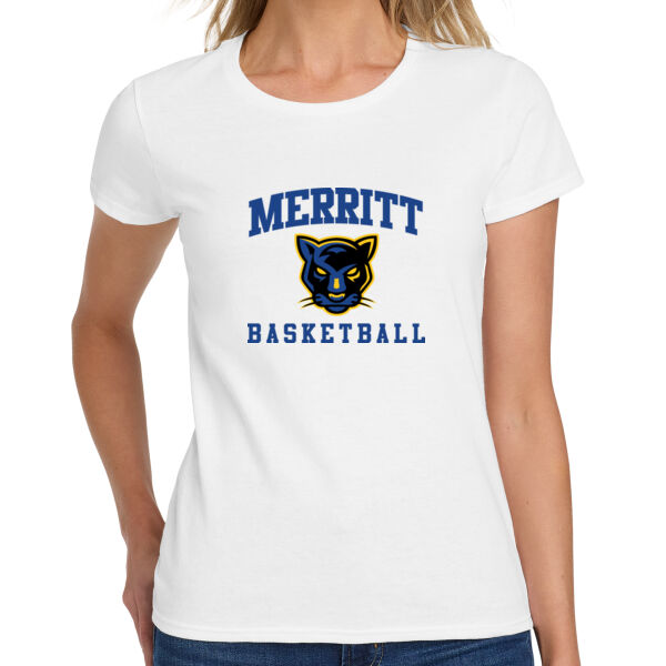 Merritt College Ladies White  Heavy Cotton 100% Cotton T Shirt Thumbnail