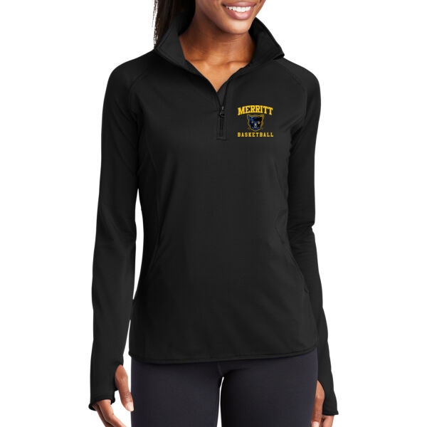 Merritt College Women's Black Sport Wick Stretch 1/4 Zip Pullover Thumbnail