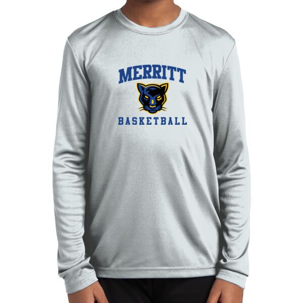 Merritt College White Youth Long Sleeve PosiCharge Competitor Tee Thumbnail