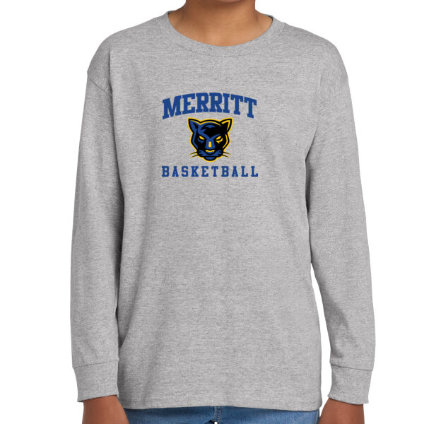 Merritt College Grey Youth Heavy Cotton 100% Cotton Long Sleeve T Shirt Thumbnail